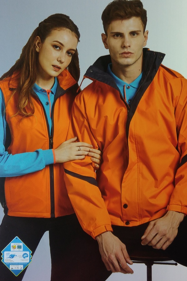 橘色配深灰兩件式外套 團體服圖樣